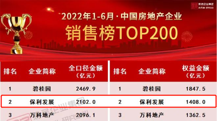 2022房地产企业排名,房地产企业top