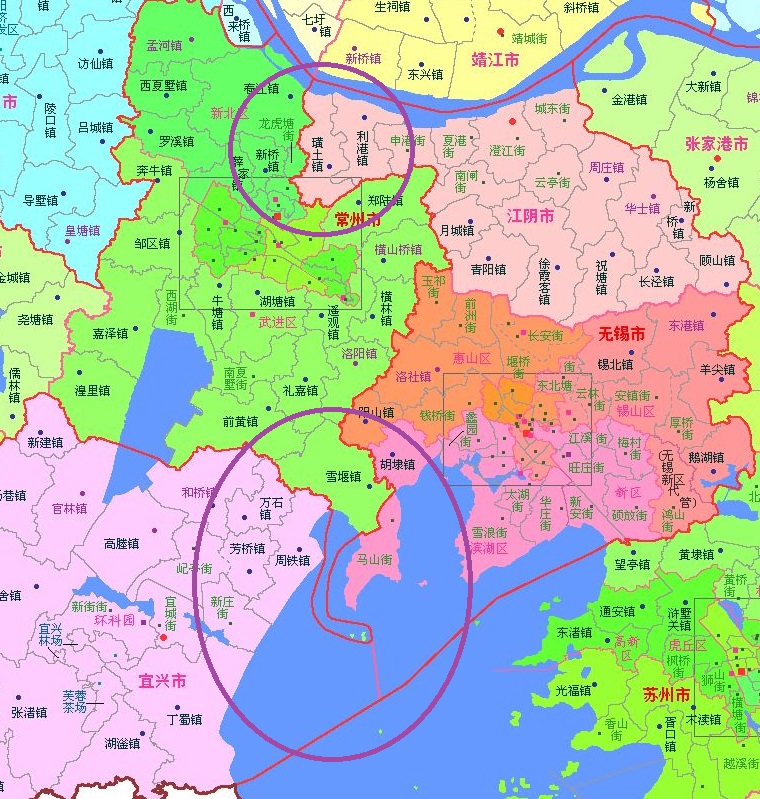 江苏地图区域划分图,江苏地图各市分布图